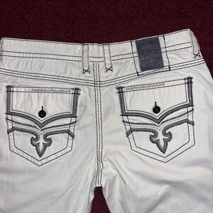 Rare Rock Revival White Jeans with Black Stitching